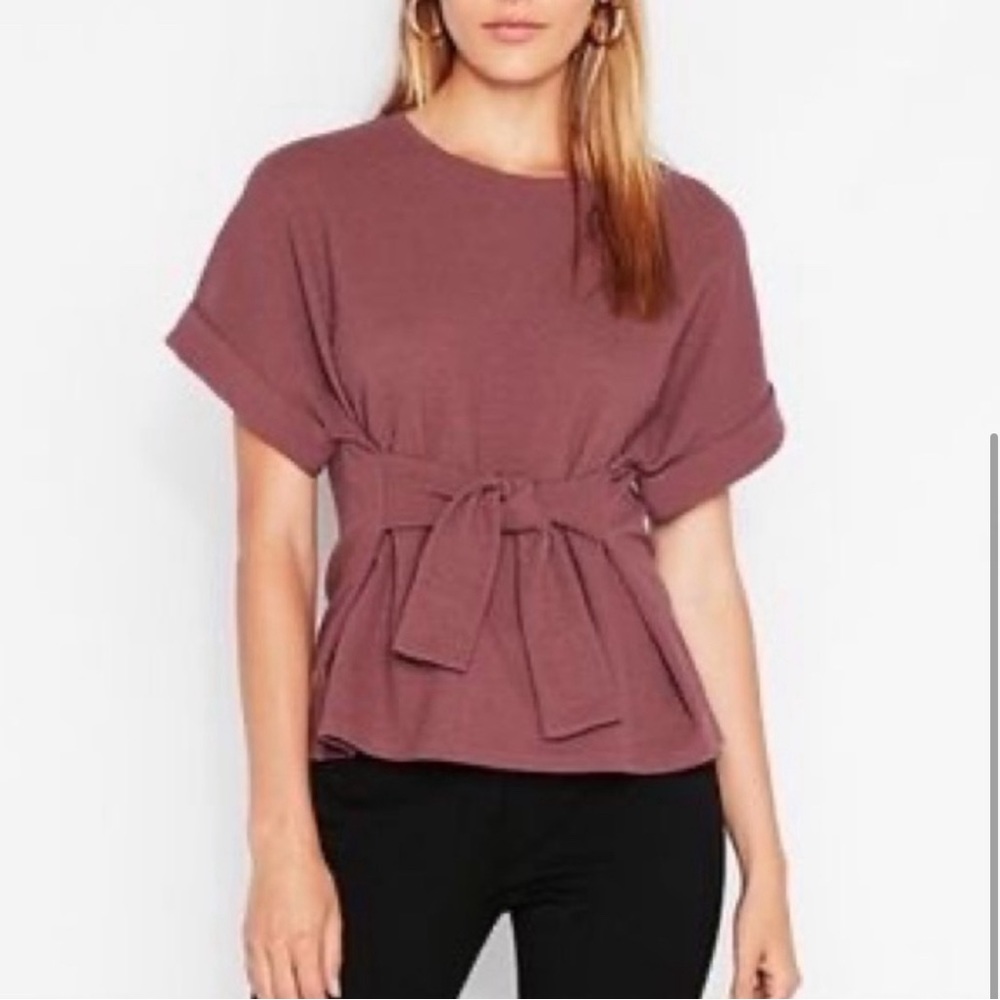 Express mauve tie front blouse | S